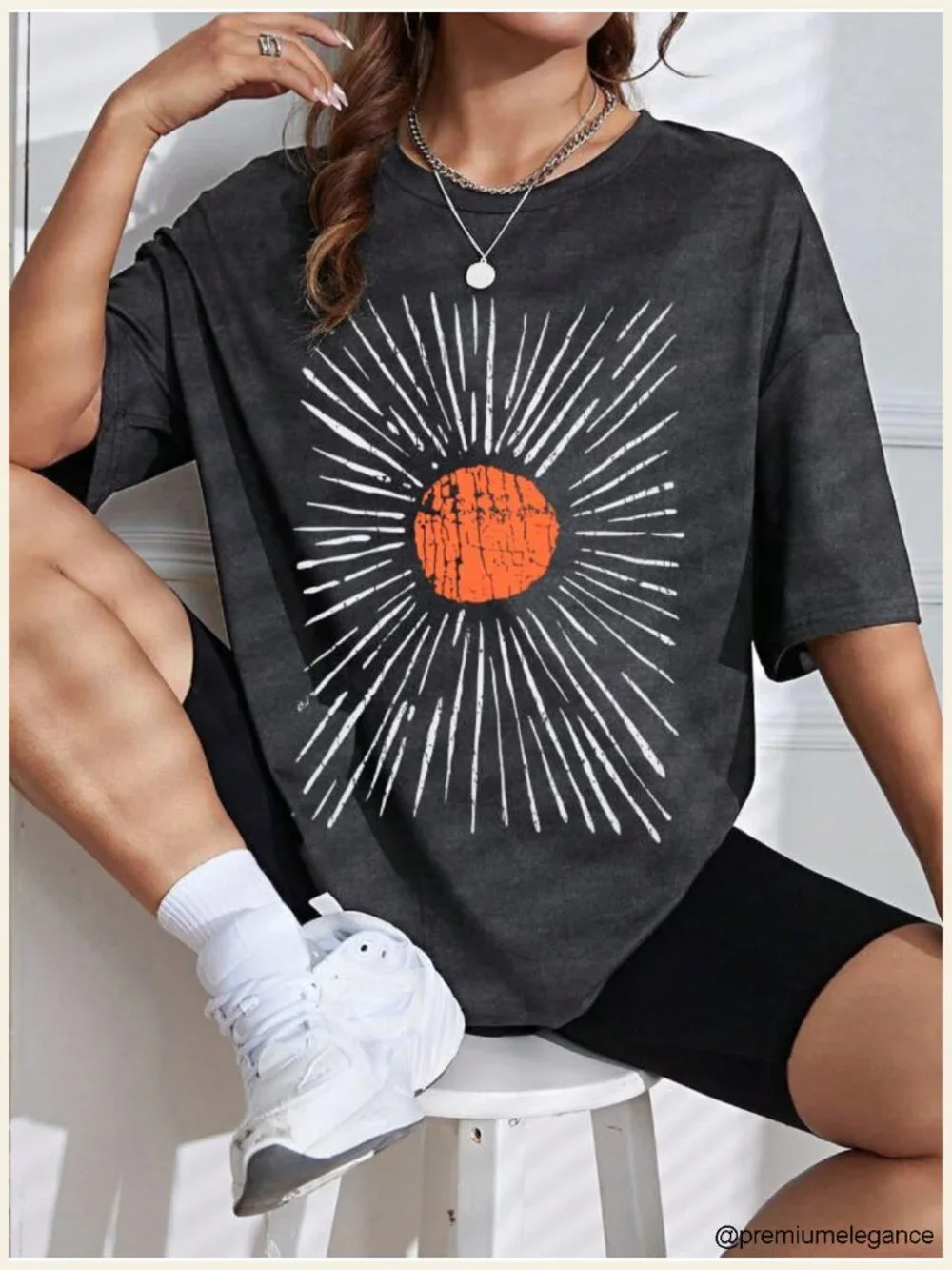 Oversized Vintage Sunshine Graphic Tee T-Shirt Hiking Summer Top